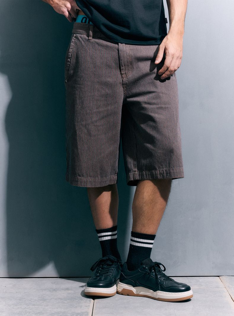 Bermuda Rayas Baggy Tiro Medio