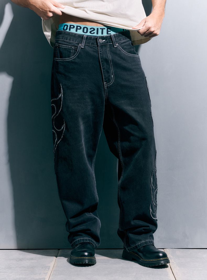 Jeans Parches de Llamas