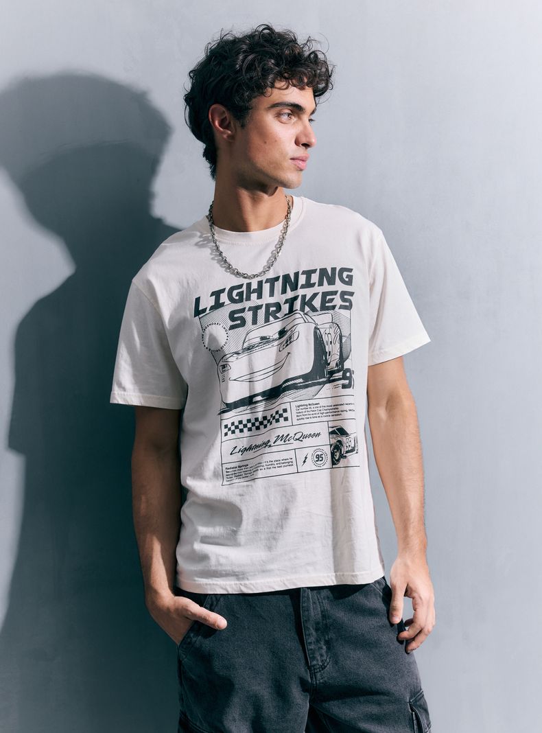 Polera Cars Lighting Algodón Manga Corta