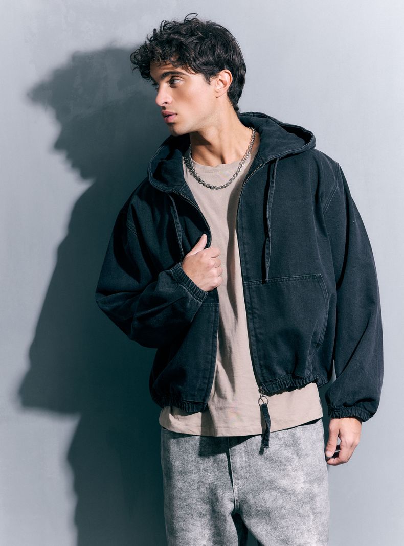 Chaqueta Hoodie Aglobada con Capucha