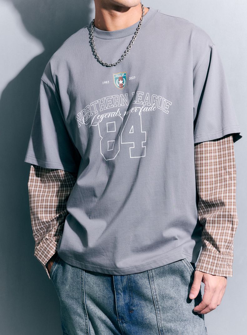 Polera Checks Estampado Manga Larga