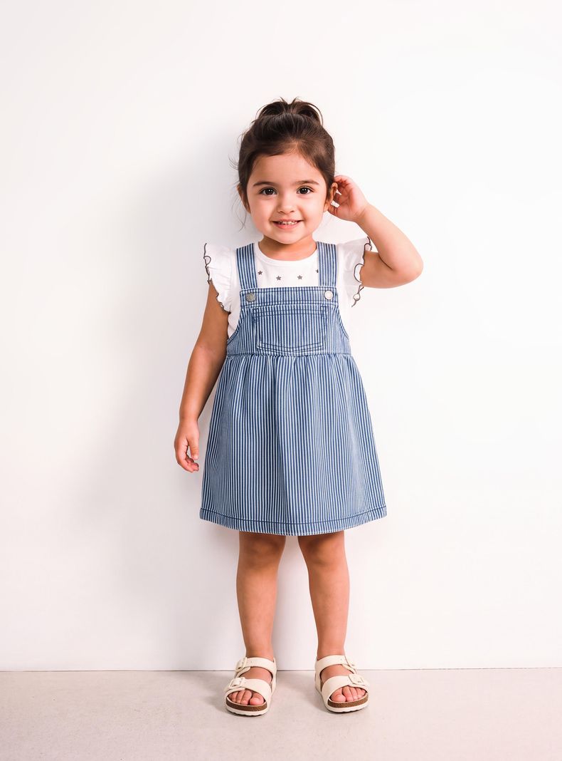 Vestido Raya Vertical con Parche