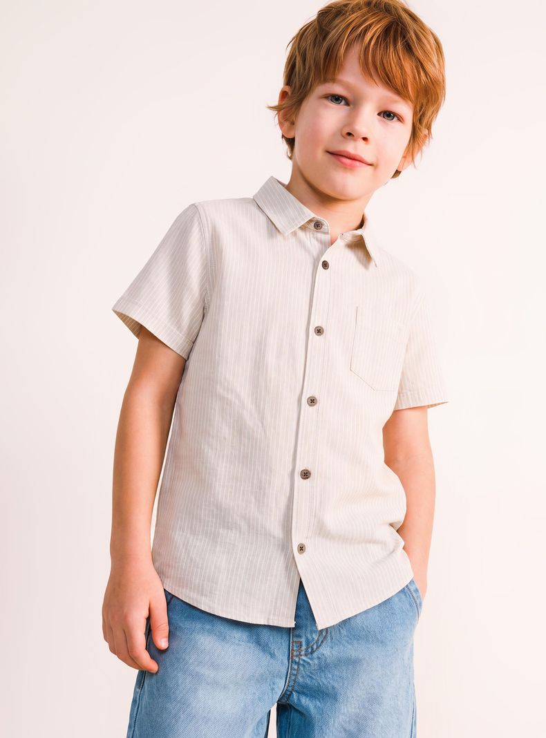 Camisa Lino Rayas Detalle Mini Palmera