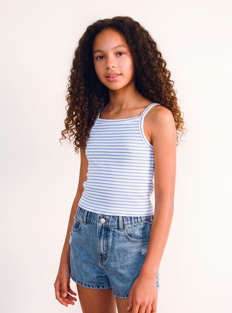 Polera Rayas con Cuello Halter Niña