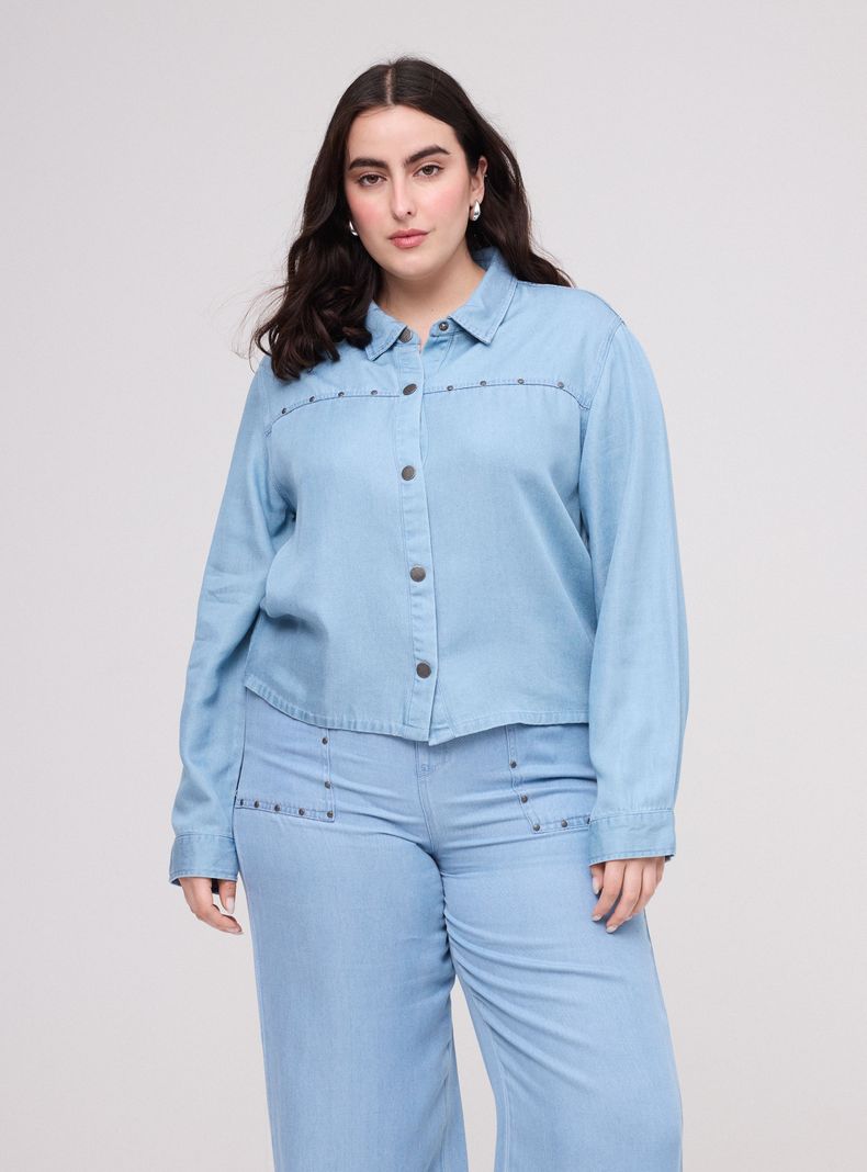 Blusa Sobrecamisa con Aplicaciones Metálicas