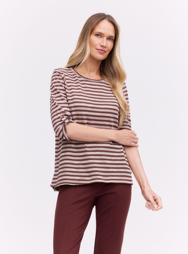 Sweater Rayada con Hilo Metálico