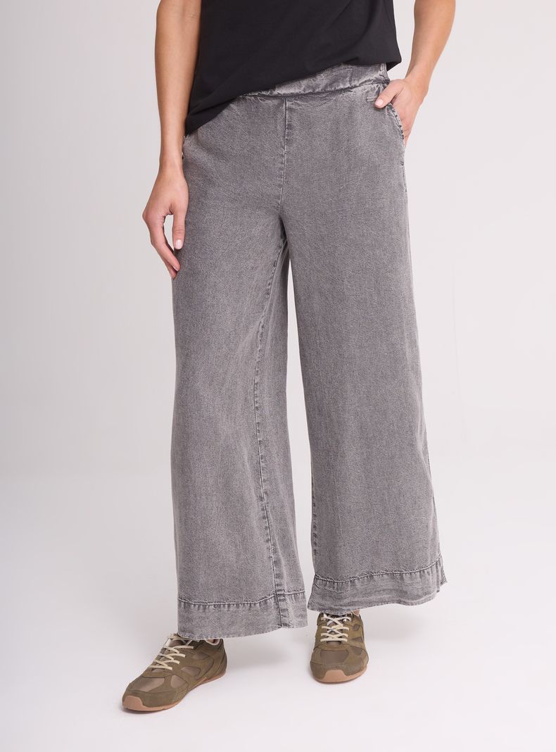 Pantalón Wide Leg Tiro Alto Pretina Elástica