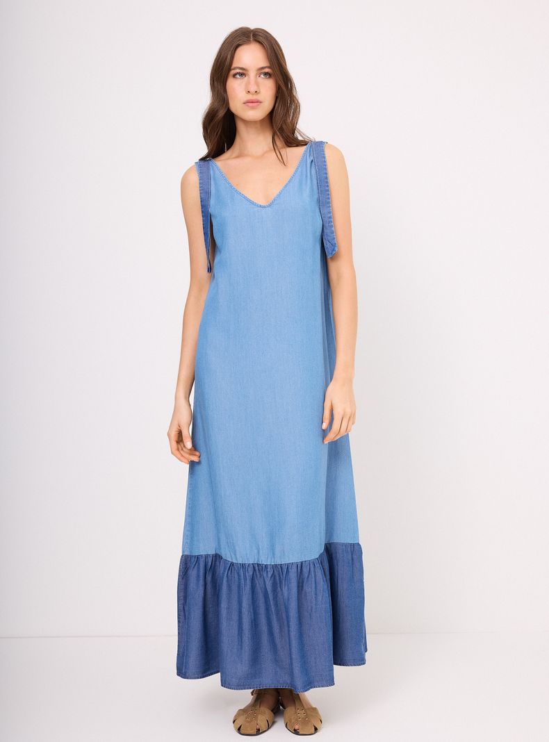 Vestido Largo de Tencel con Vuelo