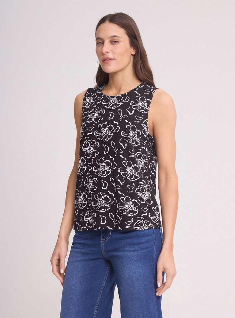 Polera sin Manga Cuello Redondo Puntos Elasticado