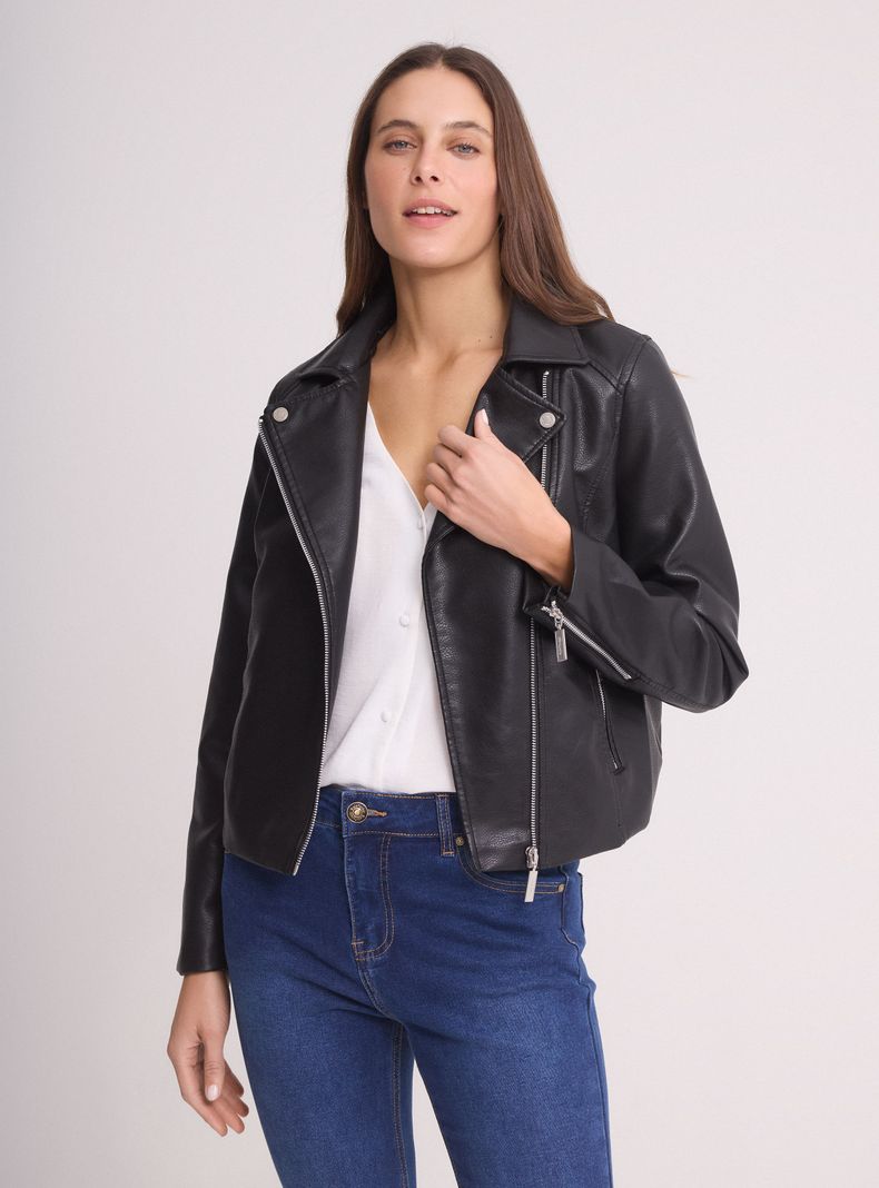 Chaqueta Cierres Metálicos y Solapa con Botones