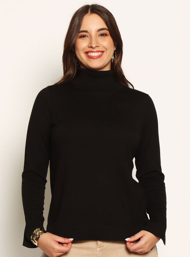 Sweater Manga Larga Cuello Alto Regular