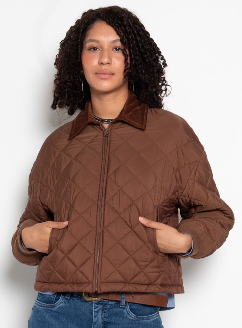 Chaqueta Manga con Bolsillo y Cierre Delantero