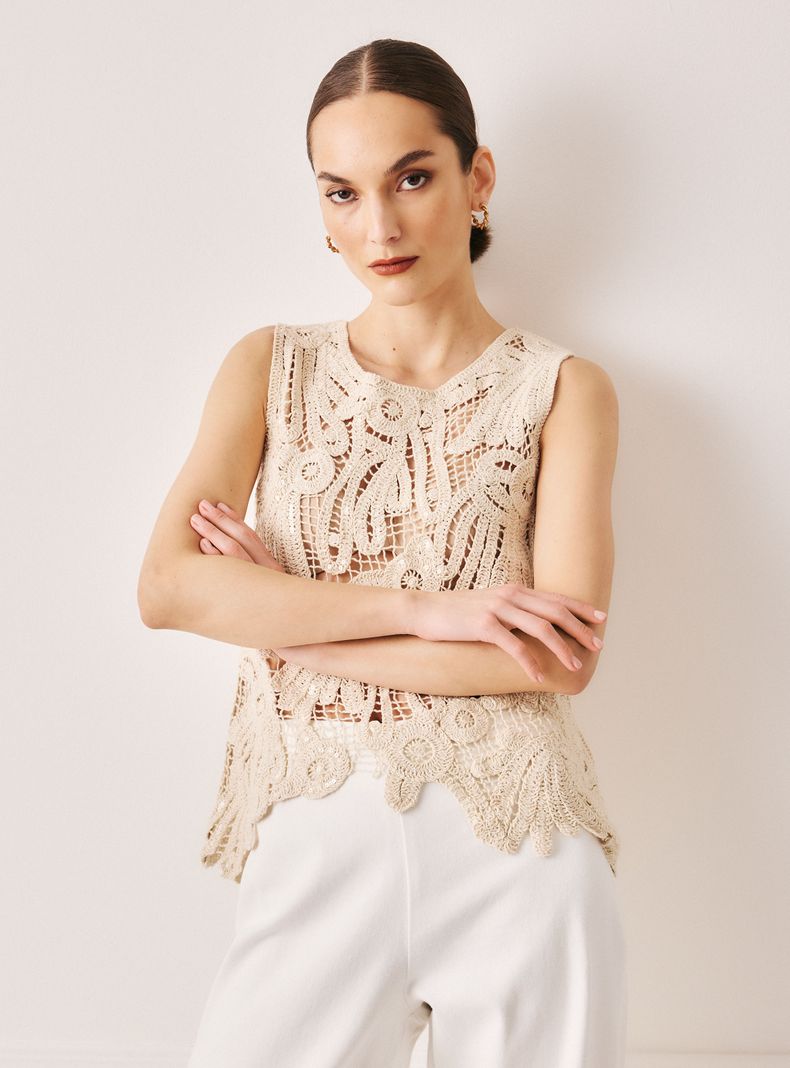 Blusa Top de Macramé
