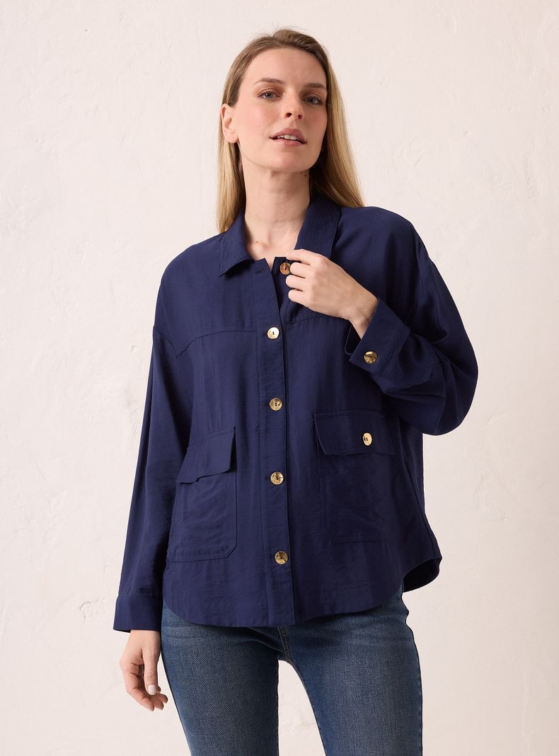 Blusa con Bolsillos con Tapetas