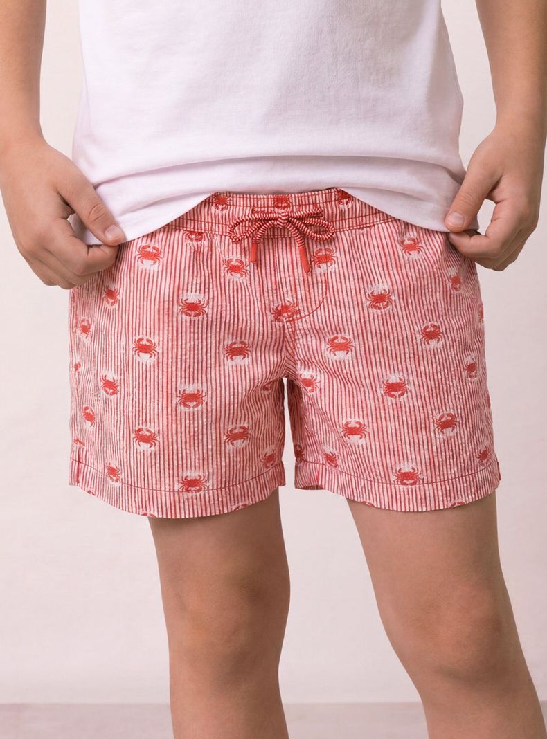 Bañador Niño Estampado Rayas y Cangrejos