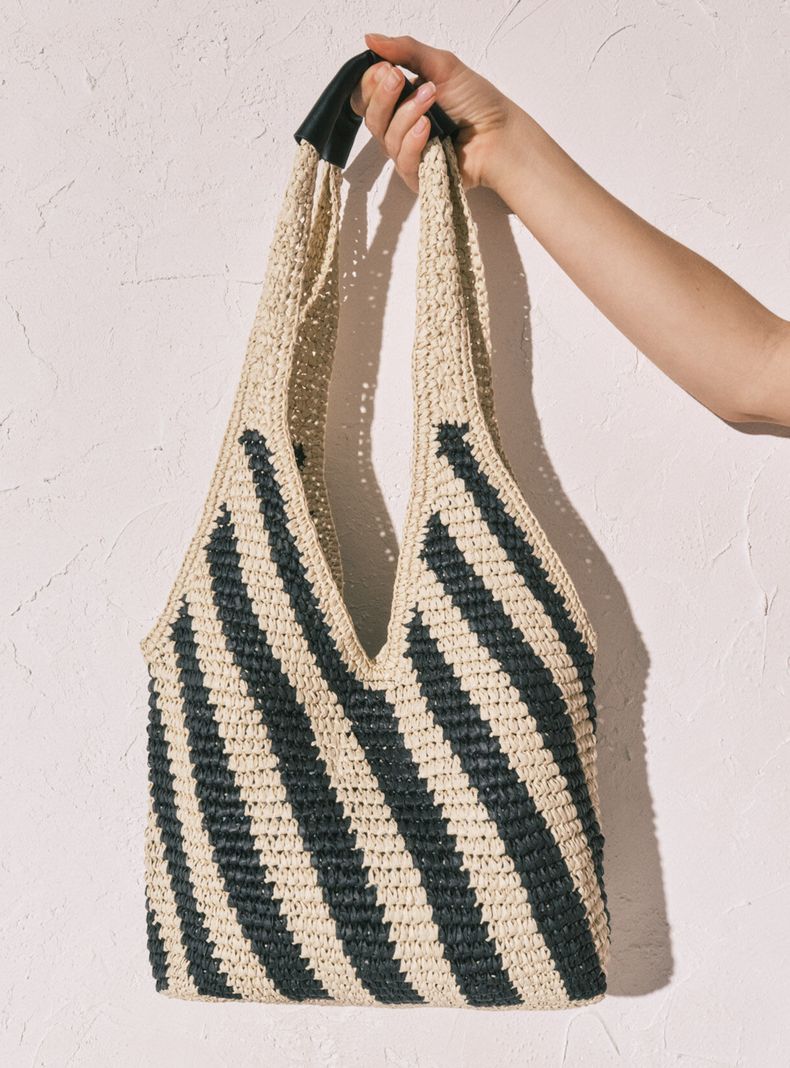 Bolso Grande Rafia Estampado Rayas