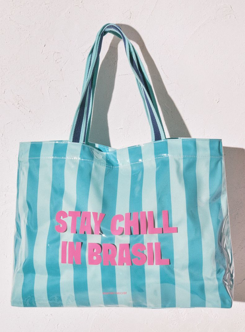 Bolsa Playa Rayas Azul