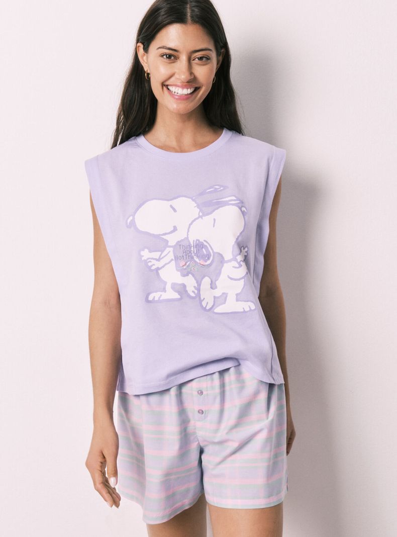 Pijama Corto Algodón Snoopy