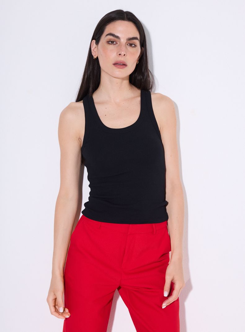Polera sin Mangas Acanalada