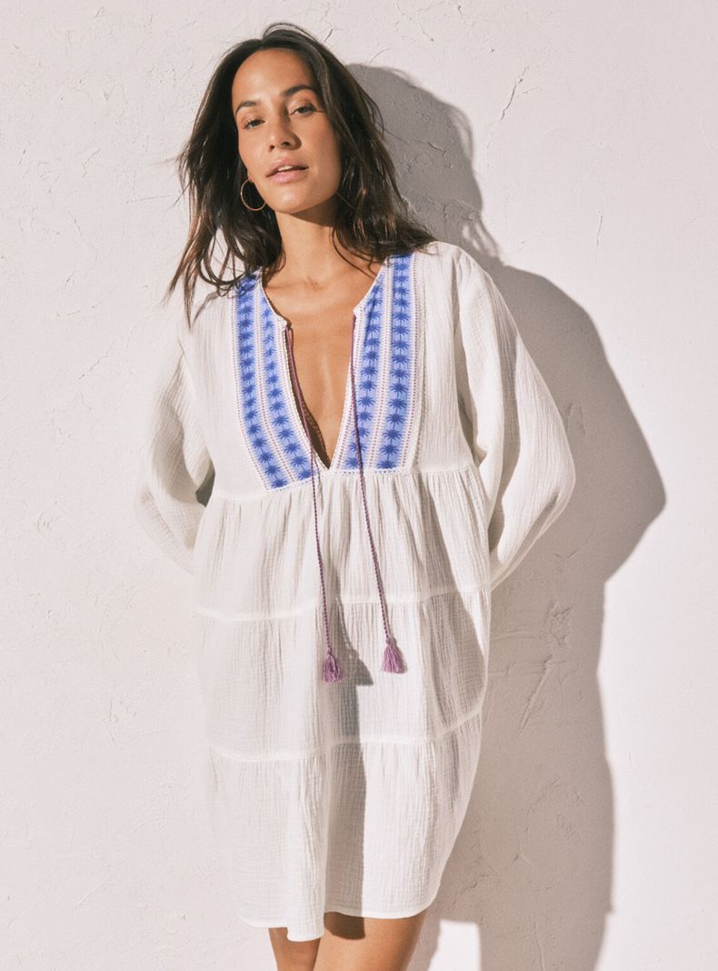 Vestido Corto Algodón Estampado Boho