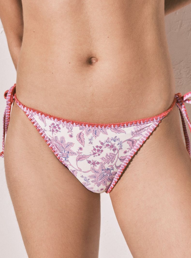 Calzón Bikini Brasileño Tiras Estampado Mini Sellos