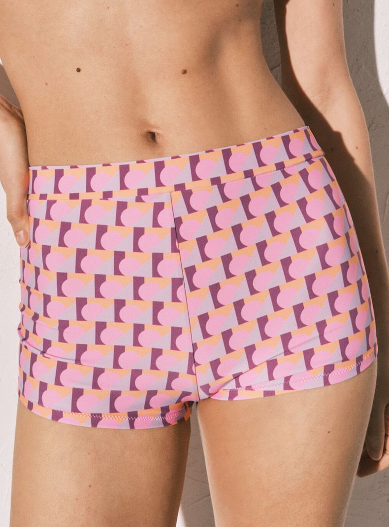 Boy Short Bikini Estampado Geométrico
