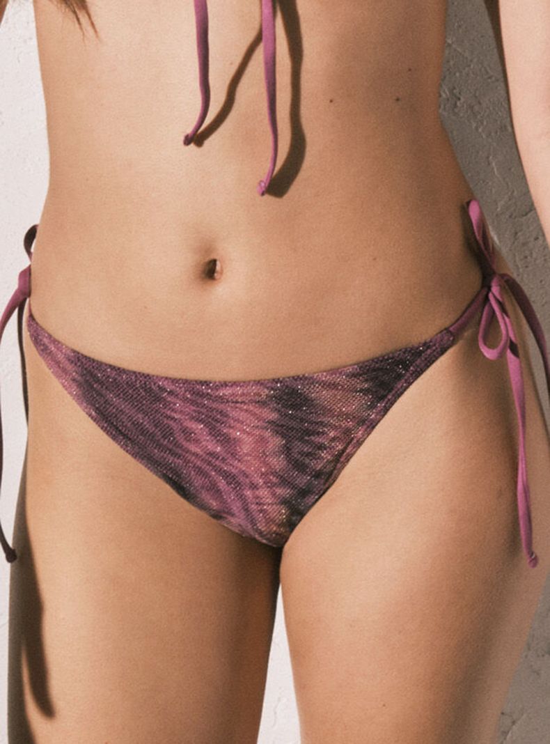 Calzón Bikini Brasileña Tiras Animal Print Grana