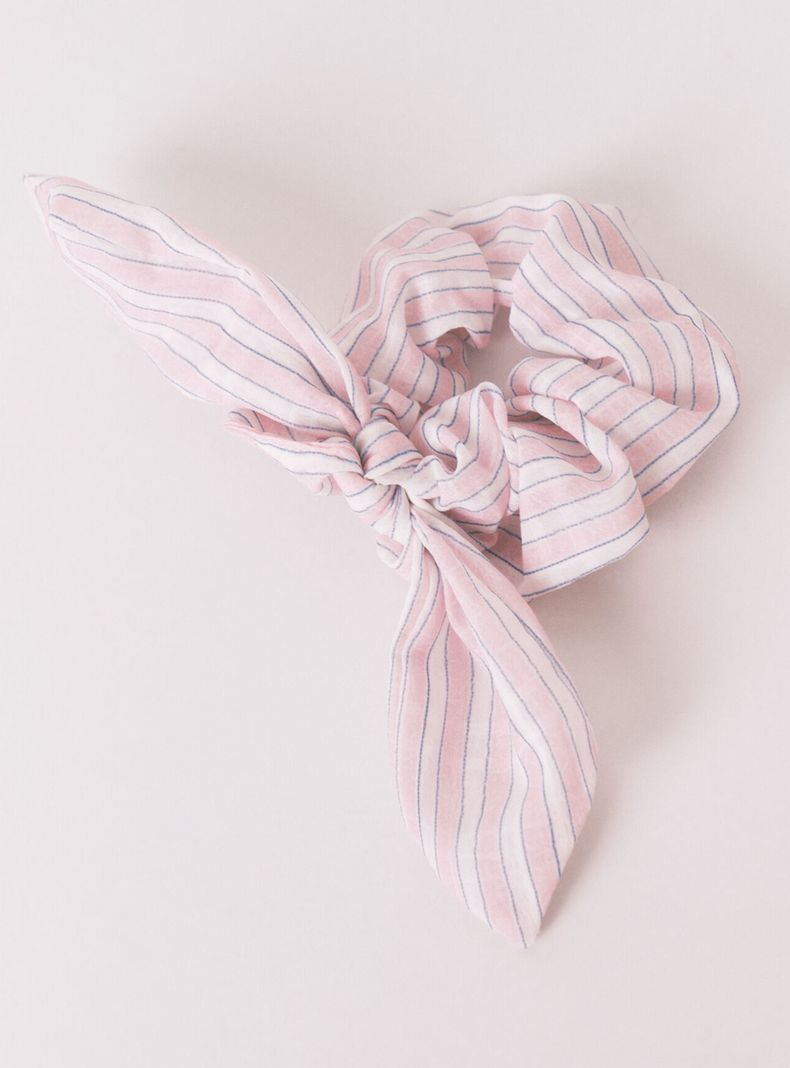 Scrunchie Rayas Rosa Lazo