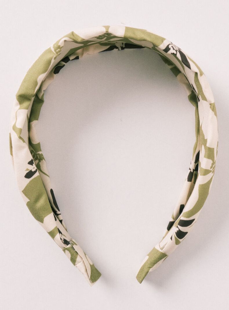 Diadema Pelo Estampado Flores Verde