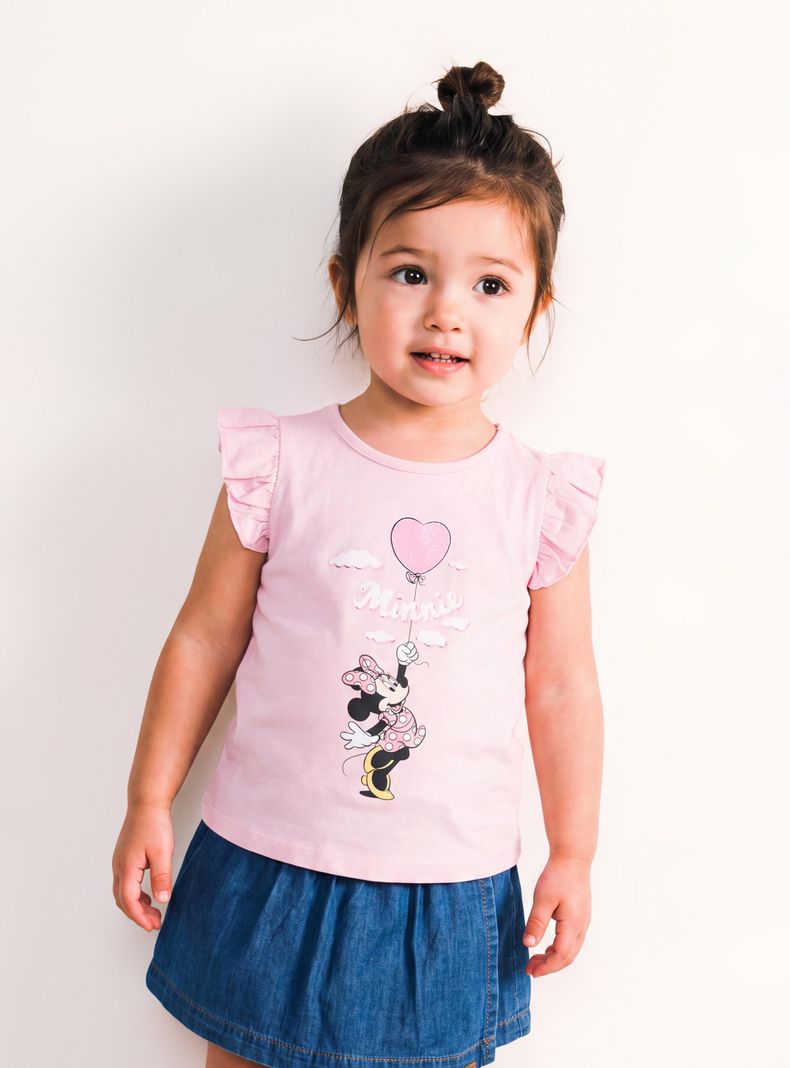 Polera Minnie Mouse Estampado con Brillos