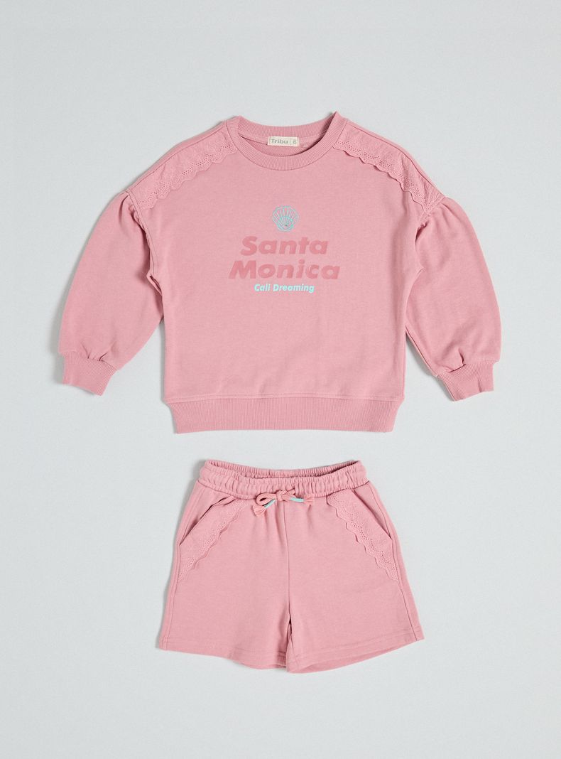 Conjunto Polerón y Short Verano con Estampado Frontal