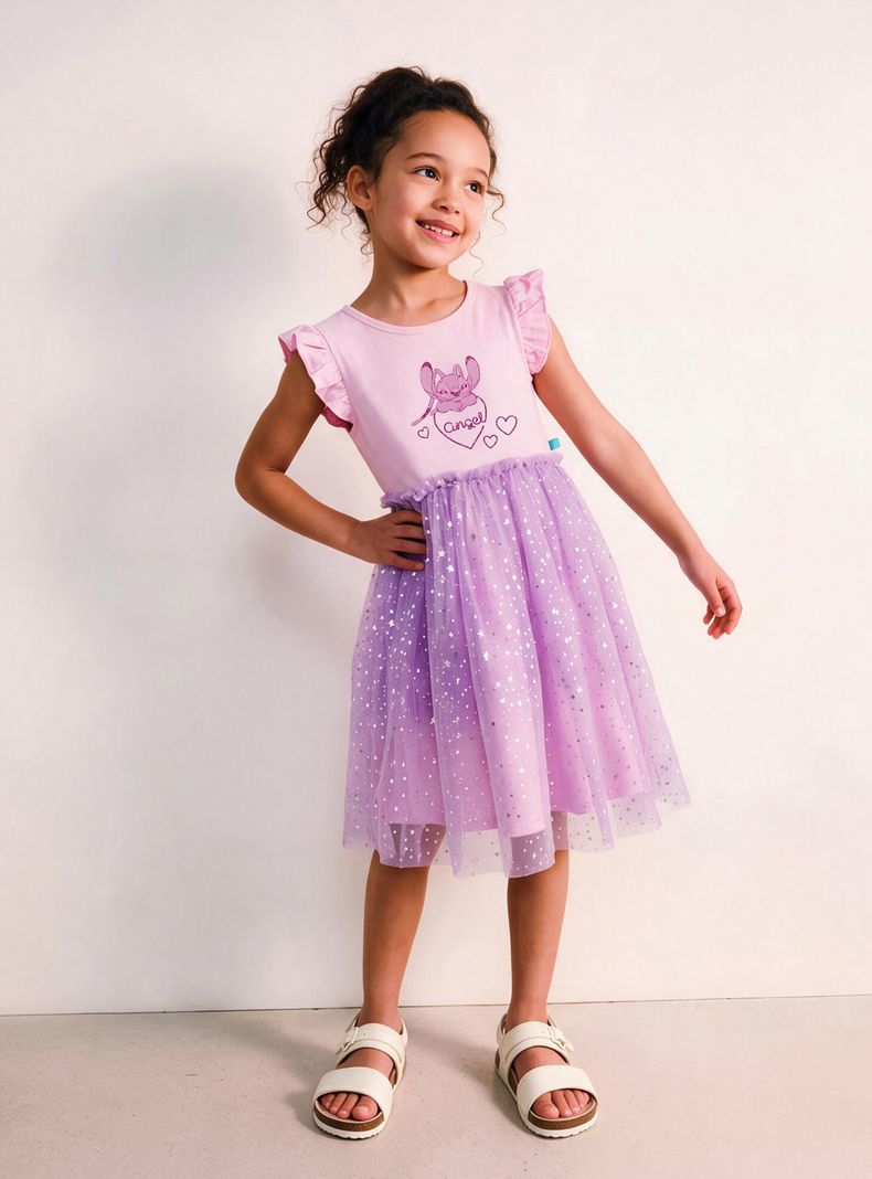 Vestido Falda Tul Brillos Stitch Ángel