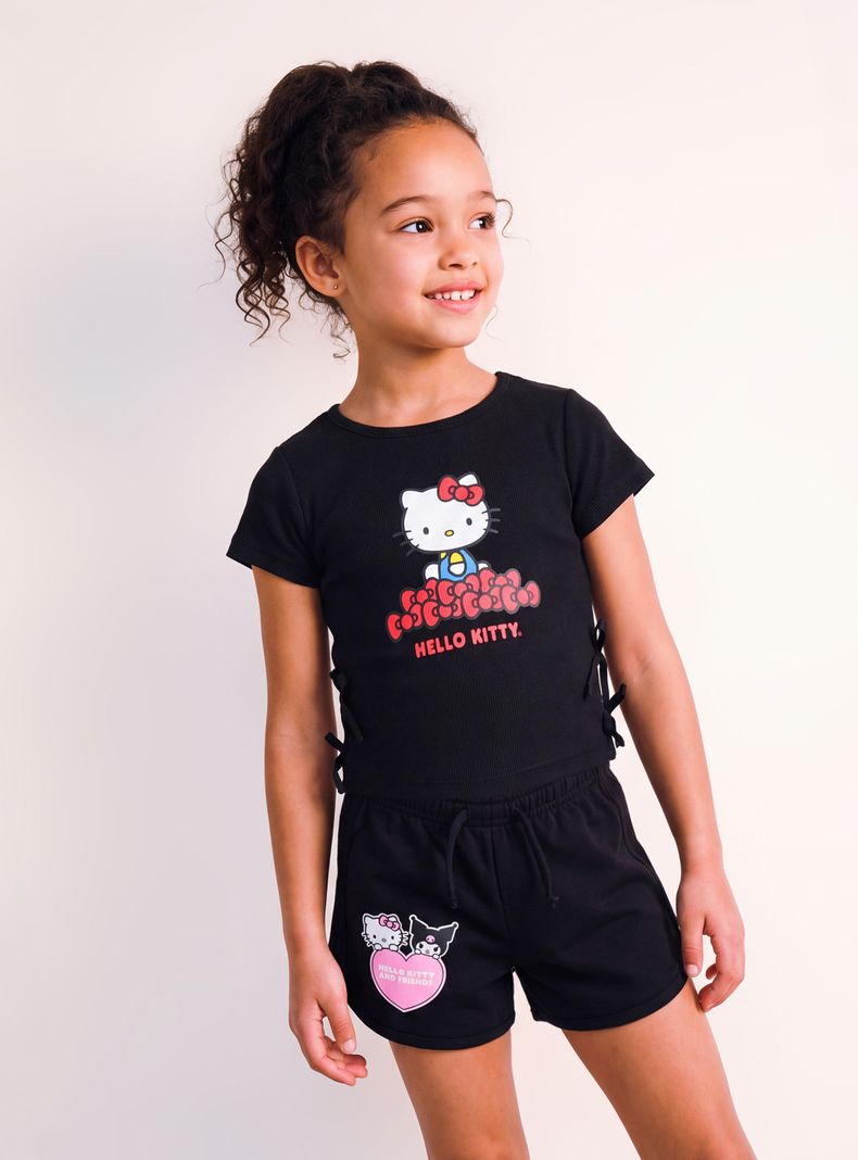 Polera Rib Hello Kitty con Lazos en Costados