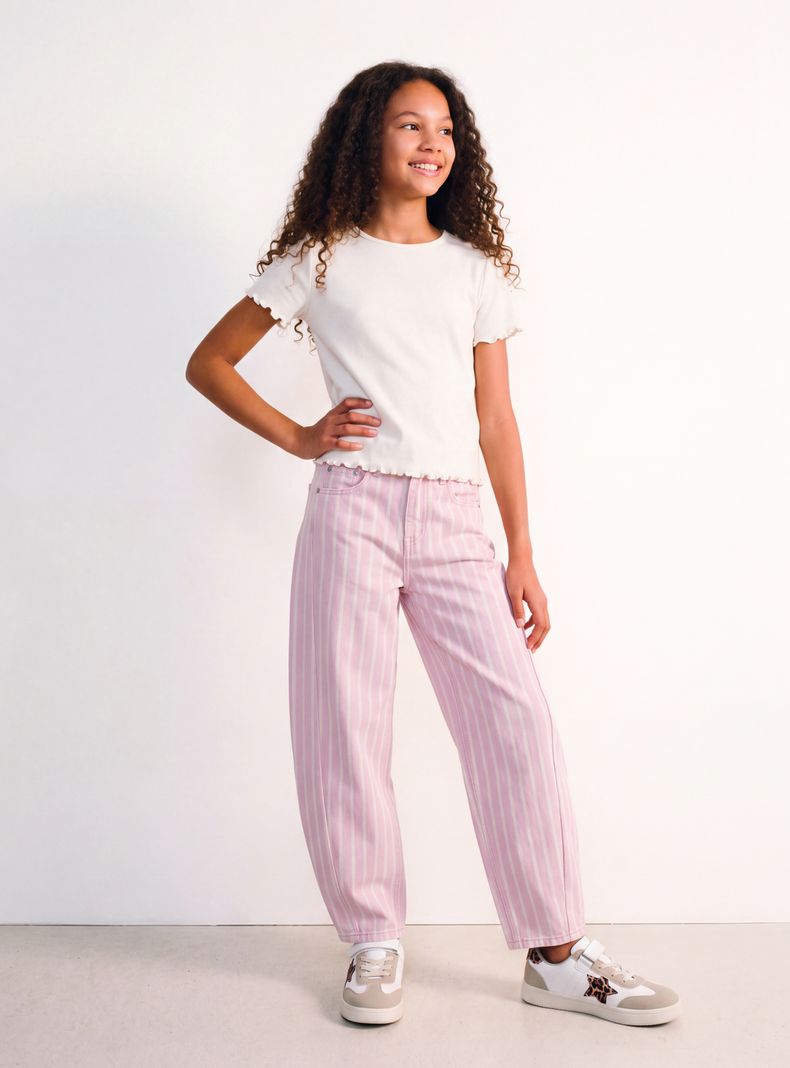 MELT JEANS BARREL ESTAMPADO RAYAS NIÑA