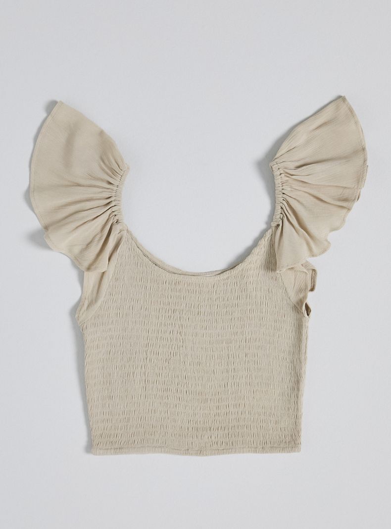 Blusa Textura Panal Manga Vuelo Grande