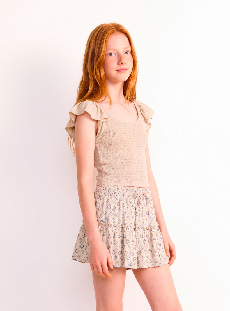 Blusa Textura Panal Manga Vuelo Grande