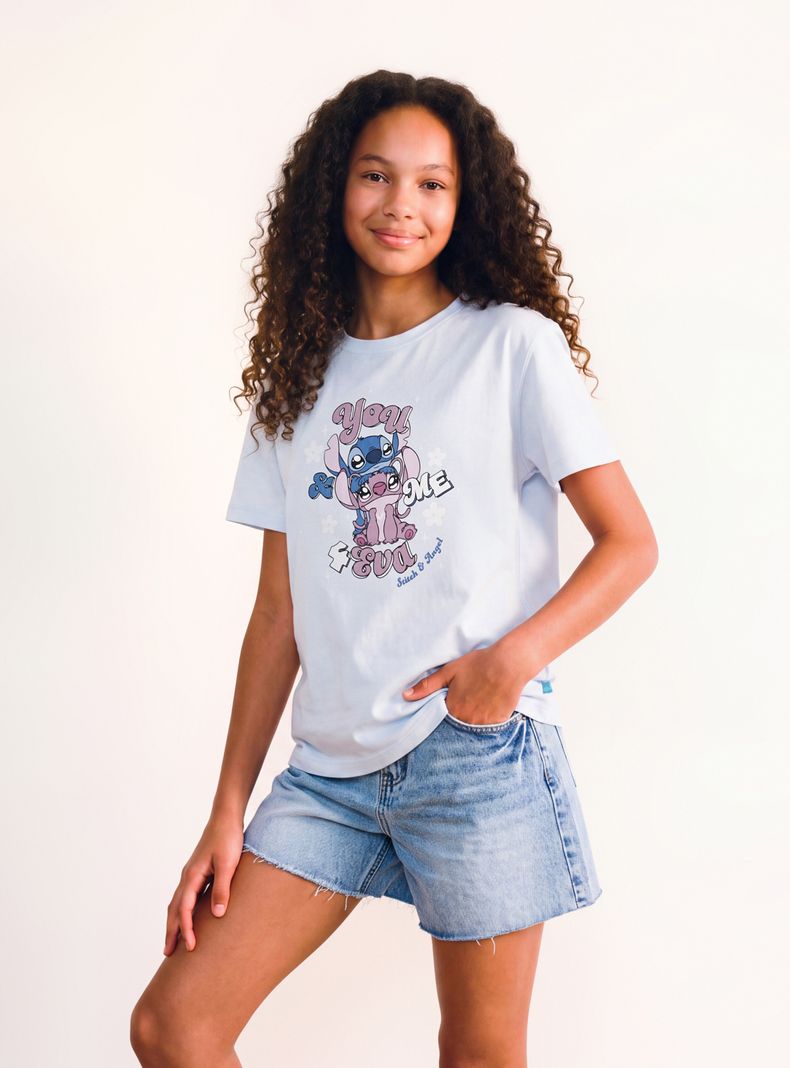 Polera Estampada Stitch y Ángel 4 Eva