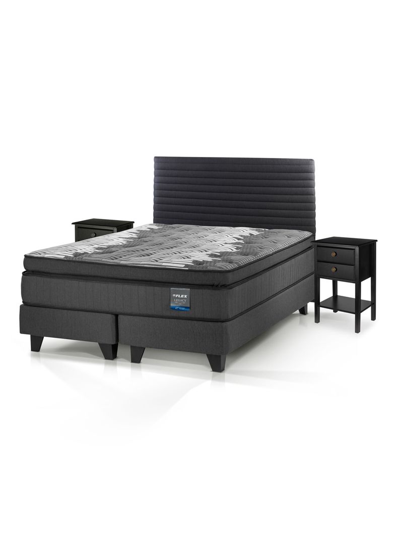 Cama Europea Legacy Plush 2 Plazas (150x200) + Respaldo Modern + Velador Rover