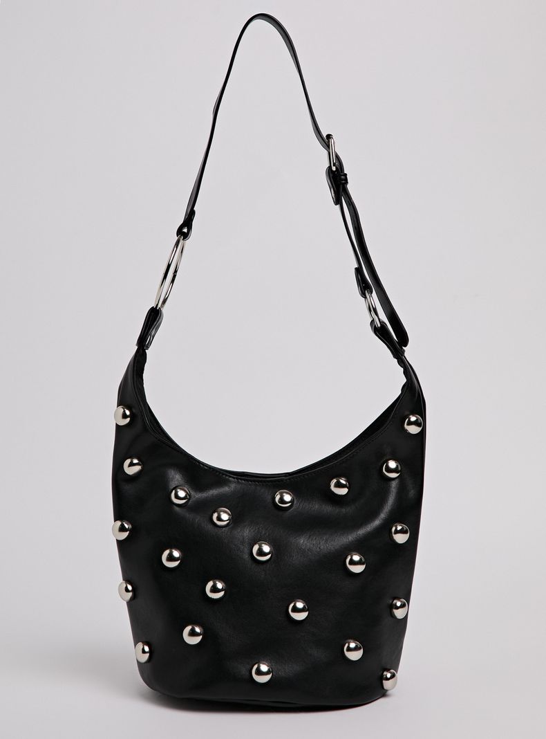 Cartera de Hombro con Tachas y Argollas Metálicas