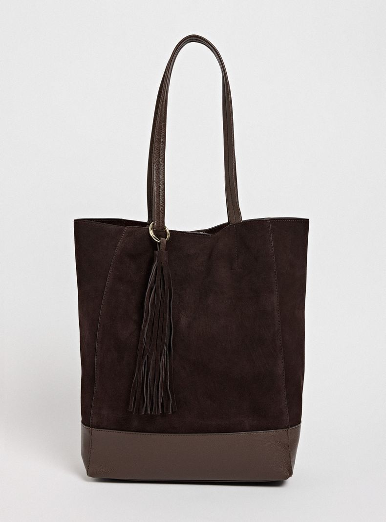 Cartera de Hombro Totebag Detalle Flecos de Cuero