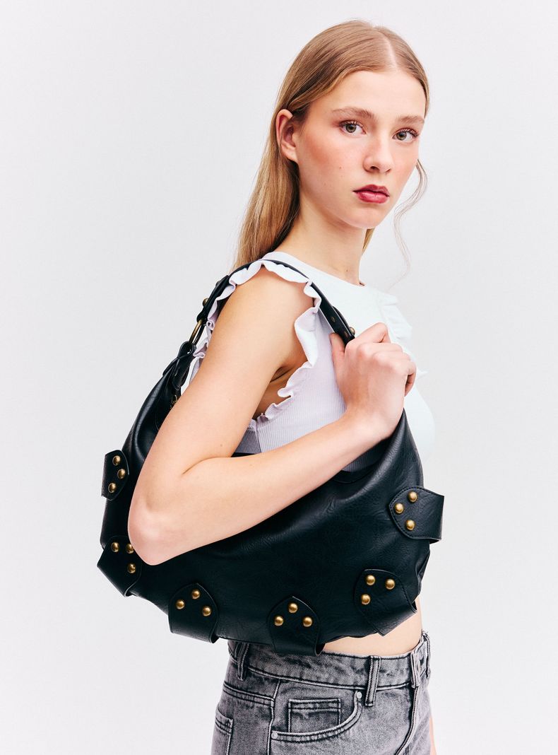 Cartera de Hombro Diseño Tachas Metálicas Eco Cuero
