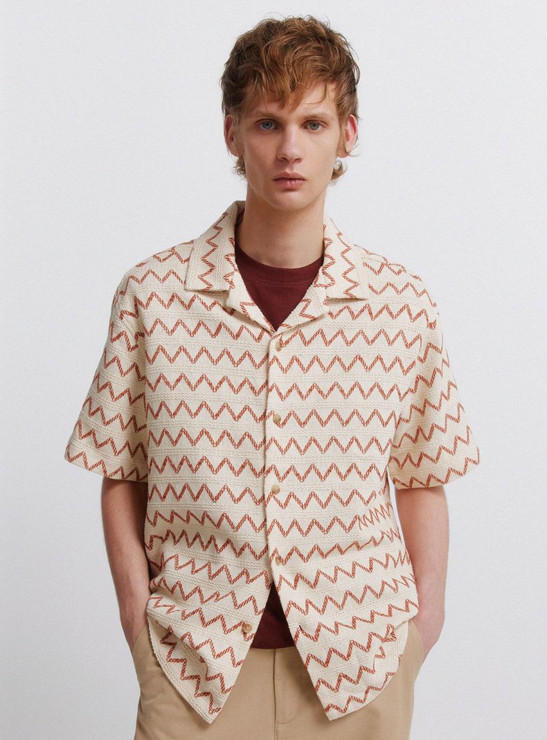 Camisa Efecto Crochet Manga Corta