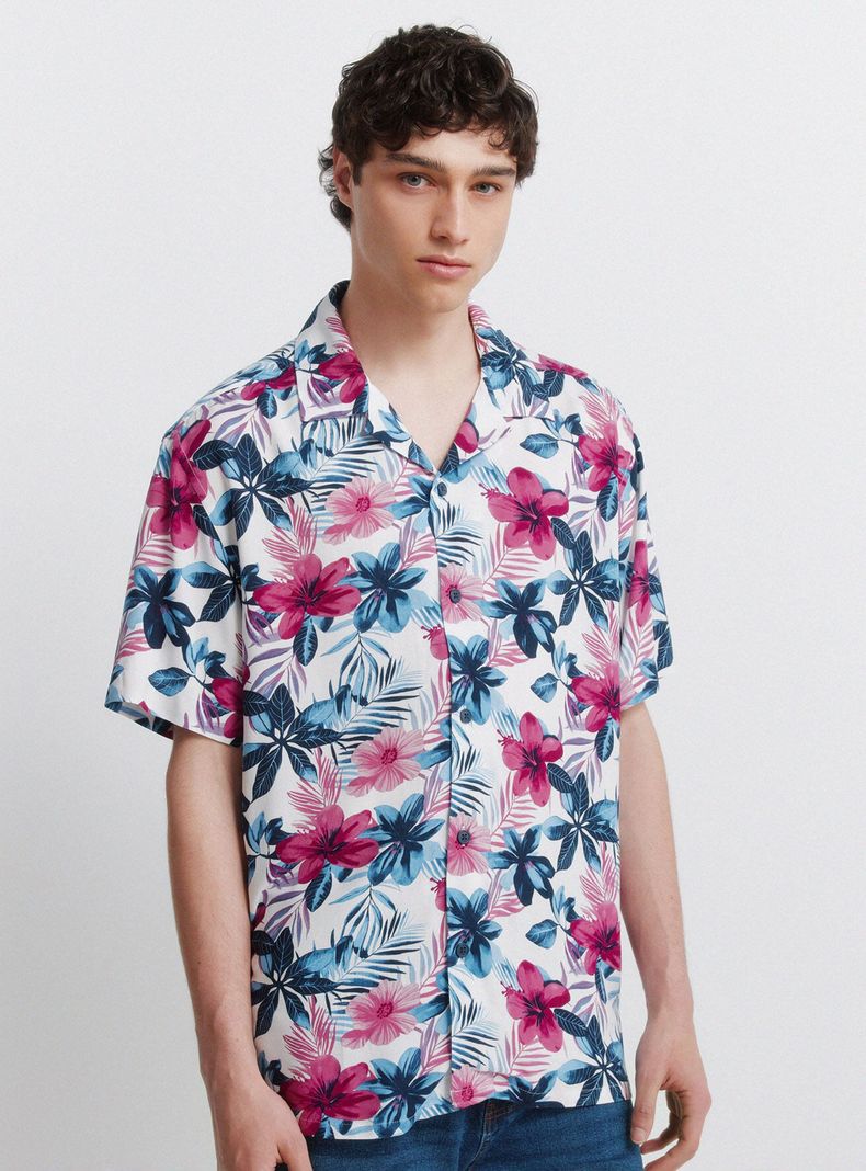 Camisa Manga Corta Viscosa Estampada