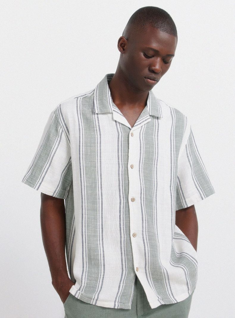 Camisa Manga Corta Rayas Rústica