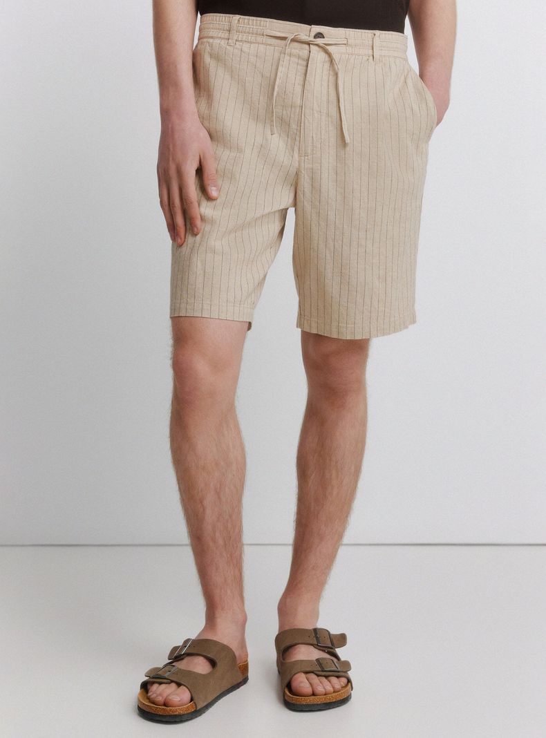 Bermuda Lino Rayas Comfort Slim Fit