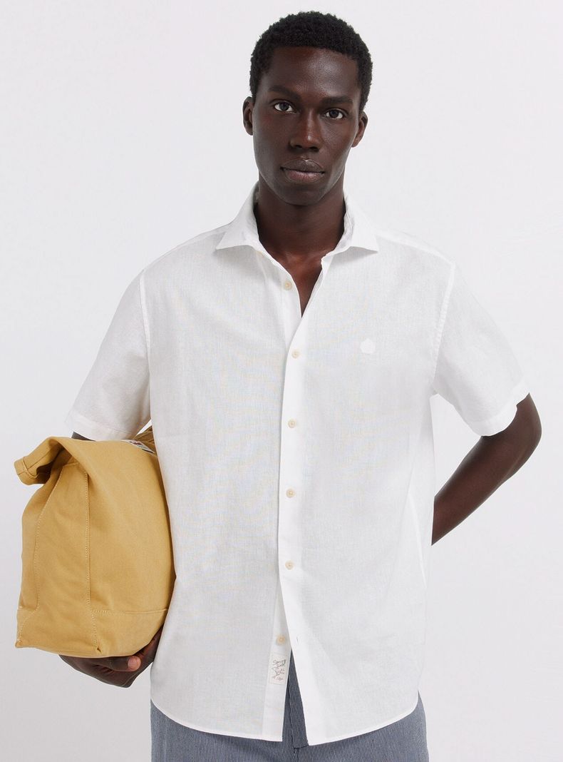 Camisa Manga Corta Lino Botones