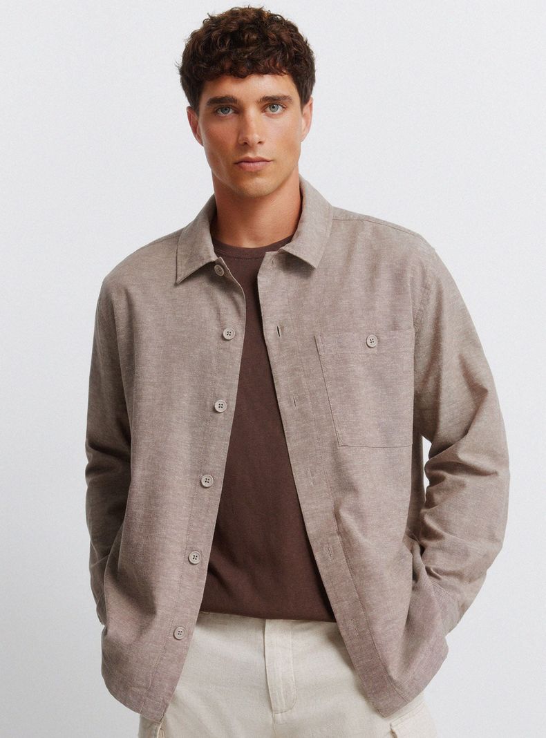 Camisa de Lino con Bolsillo