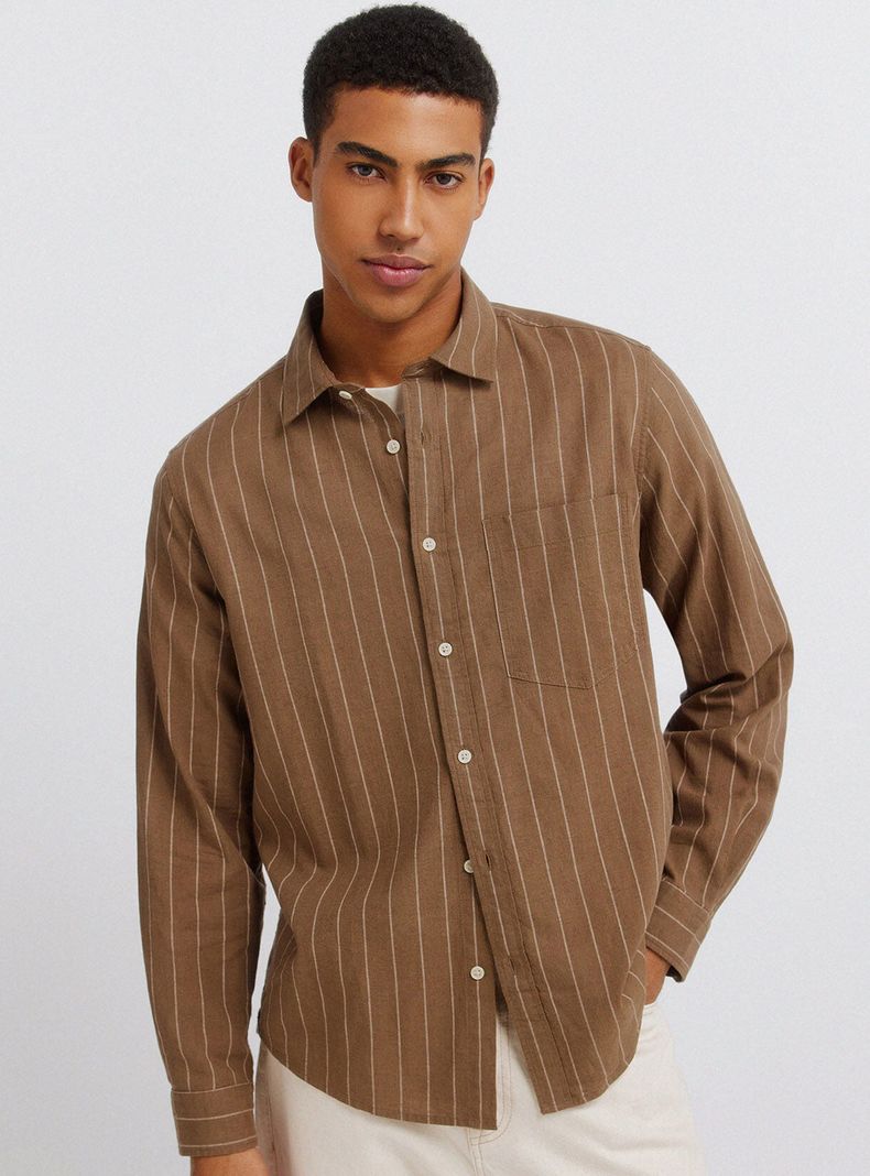 Camisa de Rayas con Lino