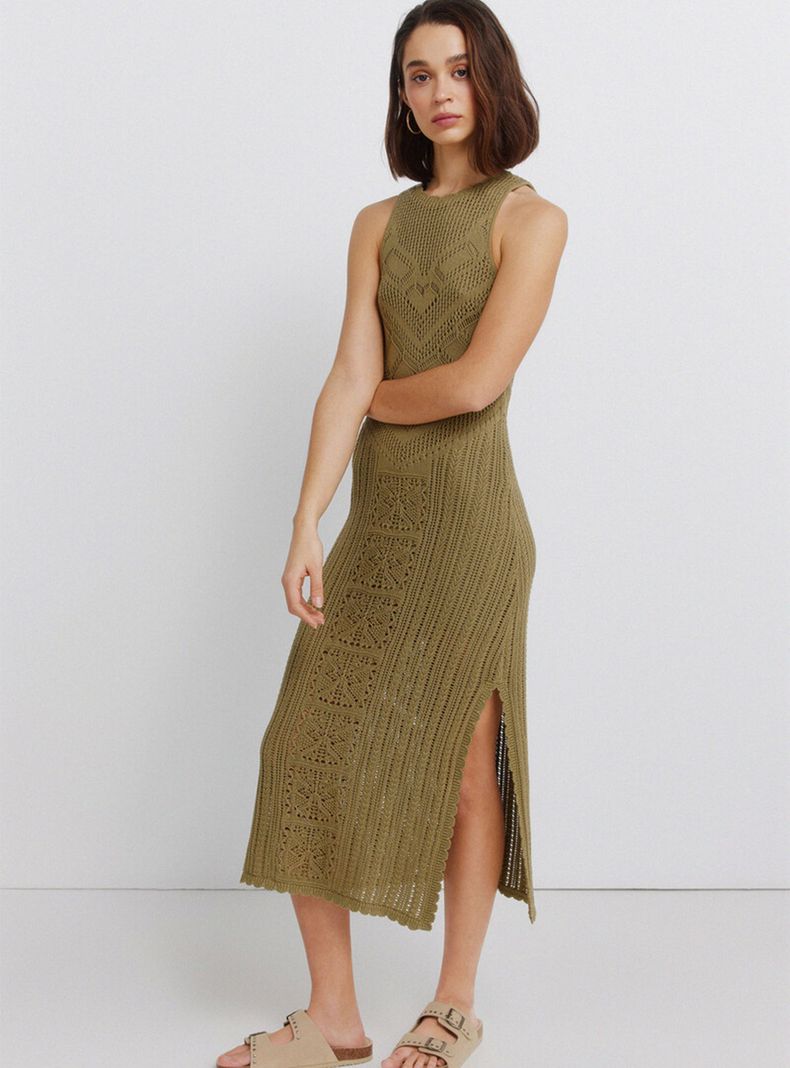 Vestido Midi de Punto Calado