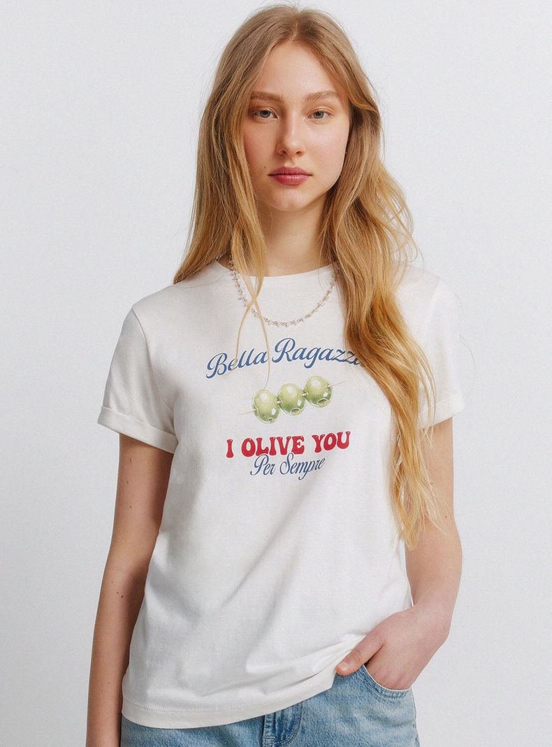 Polera Manga Corta Dibujo Italiano